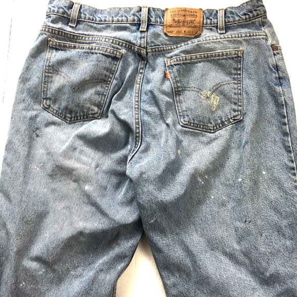 Levi's 560 Orange TabThrashed Distressed Work Jeans W40 VTG 90’s - Picture 12 of 15